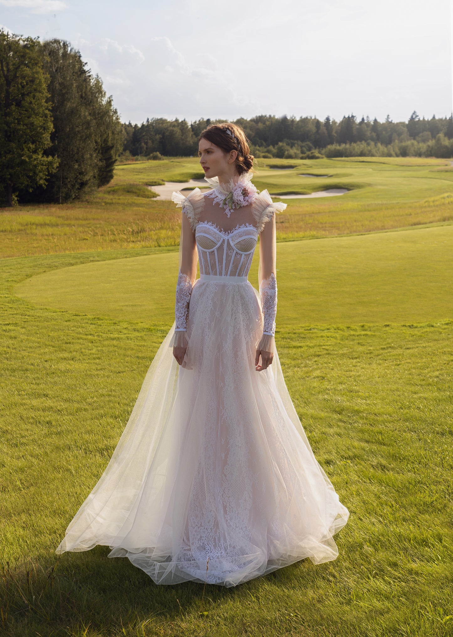 CRISTALIA Unusual Ruffles Wedding Dress