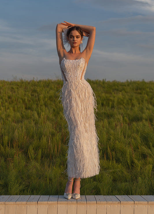 DASSIA Unusual Feather Wedding Dress