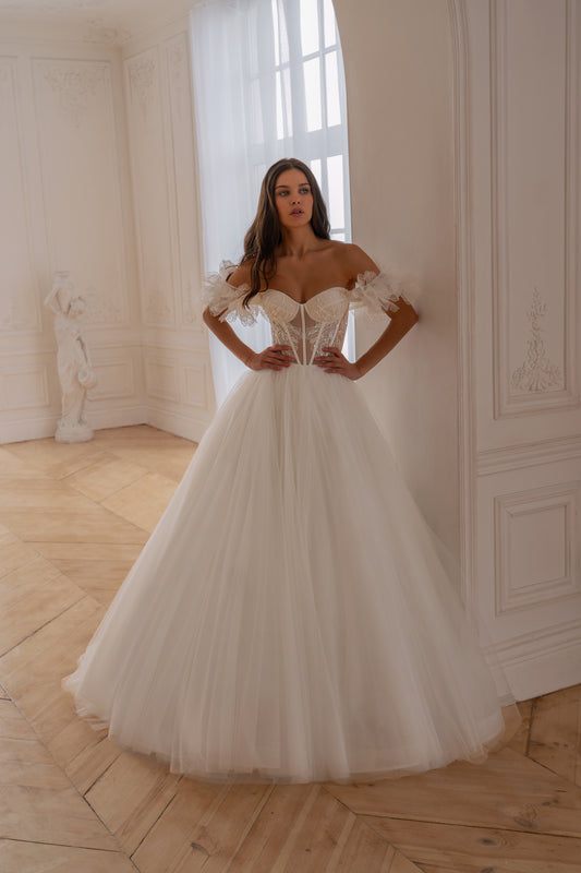 PALERMO Off-Shoulder Corset Tulle Ball Gown