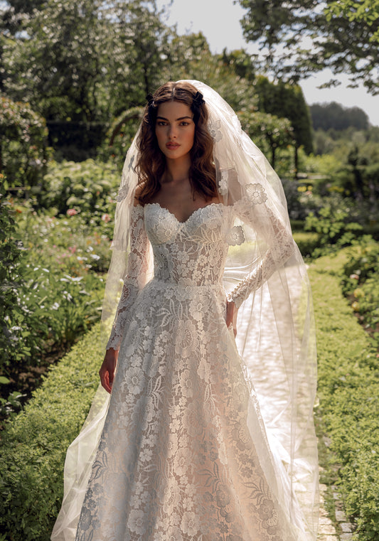 SIMFONIA Lace Wedding Dress with Corset Top