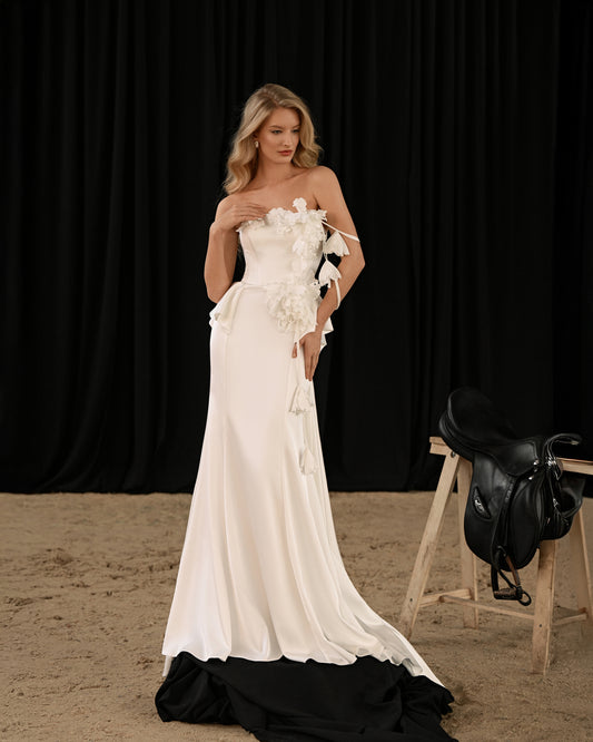 VALIYA Strapless Floral Statement Gown