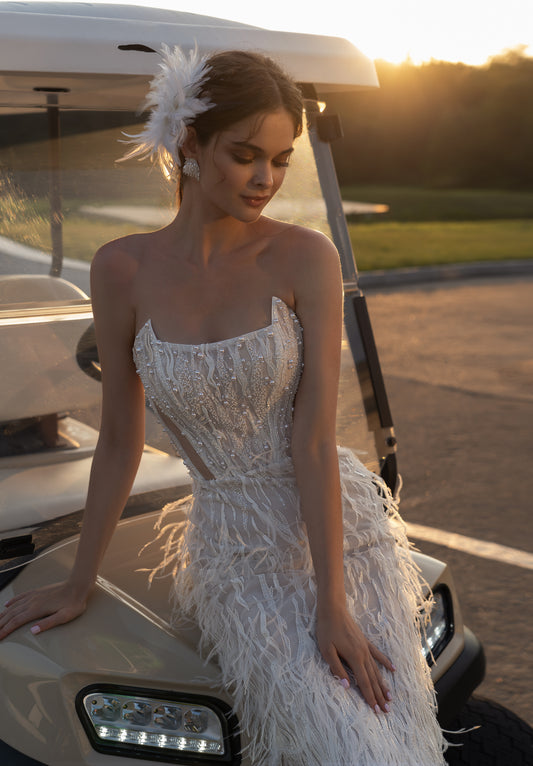 DASSIA- Unusual Feather Wedding Dress