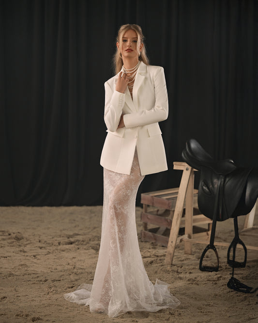 SALMA Lace Mermaid Gown with Tailored Blazer