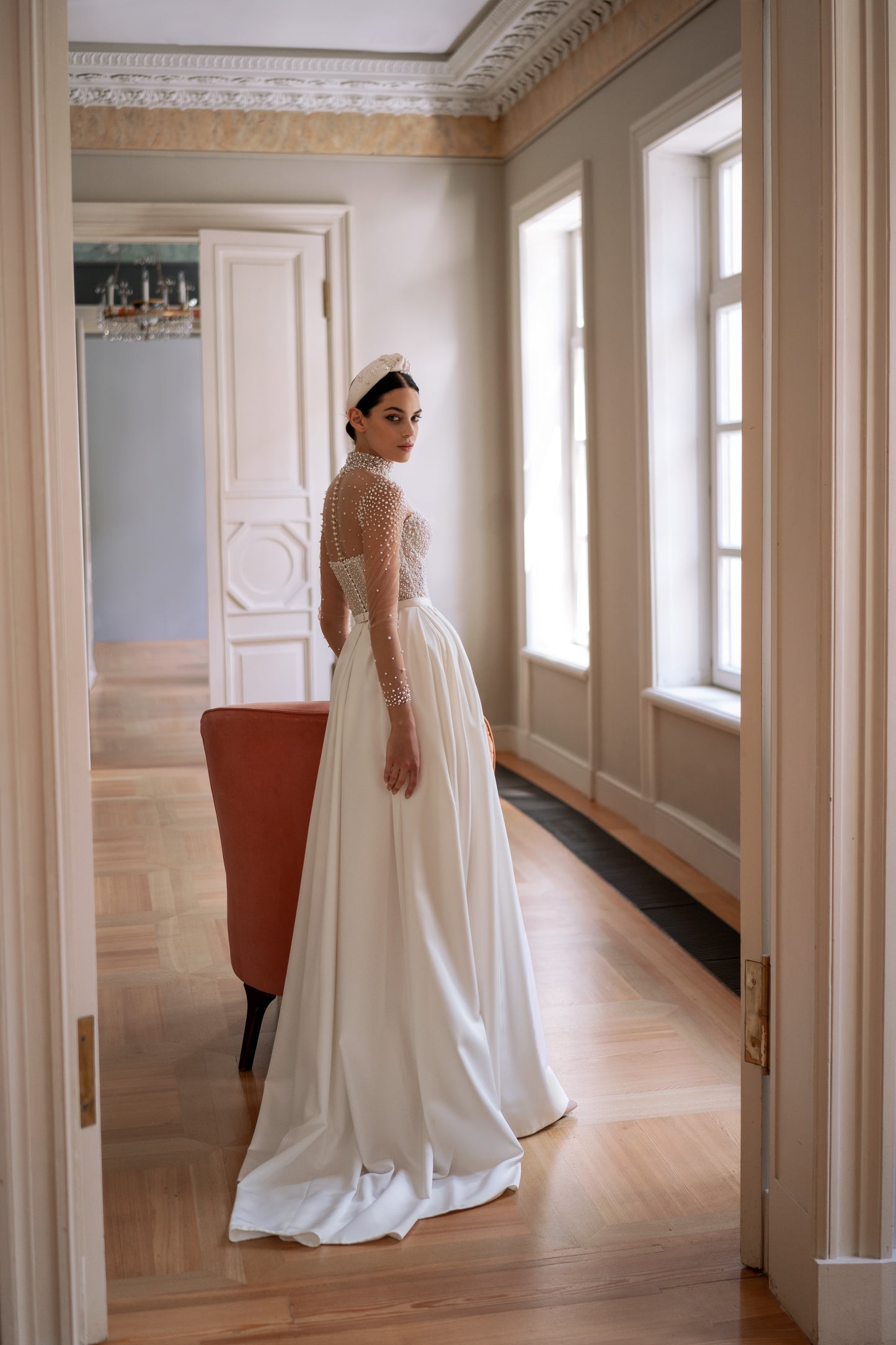 SAMIRA- Shiny pearl wedding dress