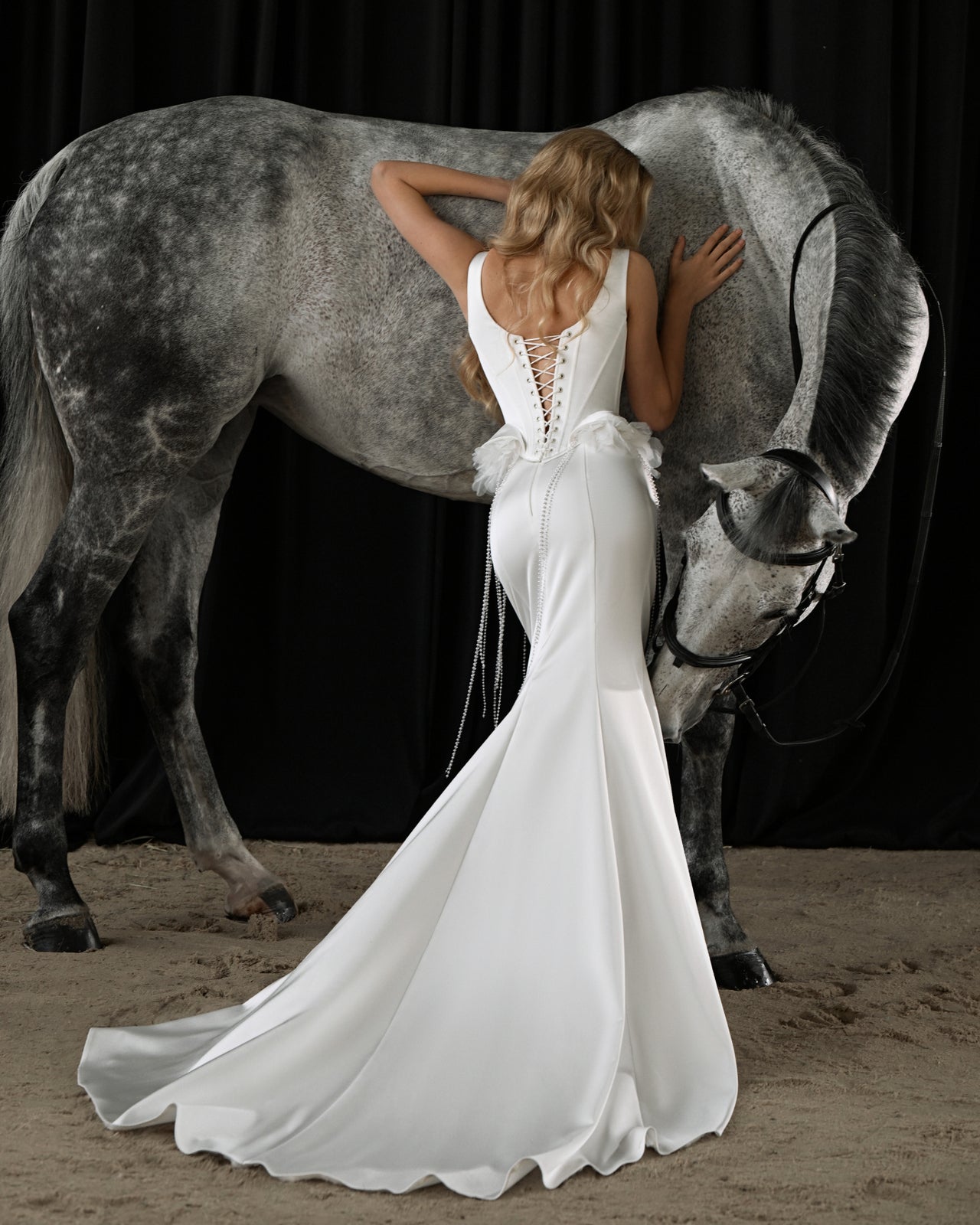 UMBERTA Structured Corset Mermaid Wedding Dress with Pearl Detailing FIORE UMBERTA Structured Corset Mermaid Wedding Dress with Pearl Detailing FIORE
